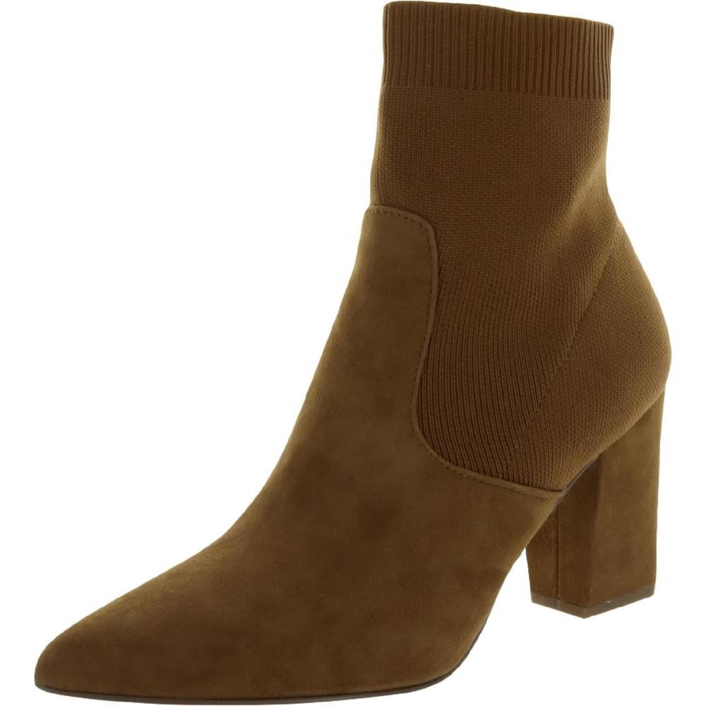 Steve Madden Womens Remy Tan Suede Block Heel Pointed Toe Sock Boot Shoes NWOB